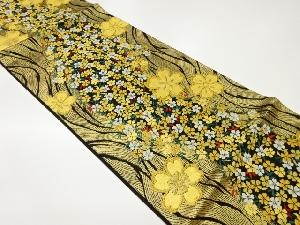 曲線に枝垂れ桜模様織出し袋帯